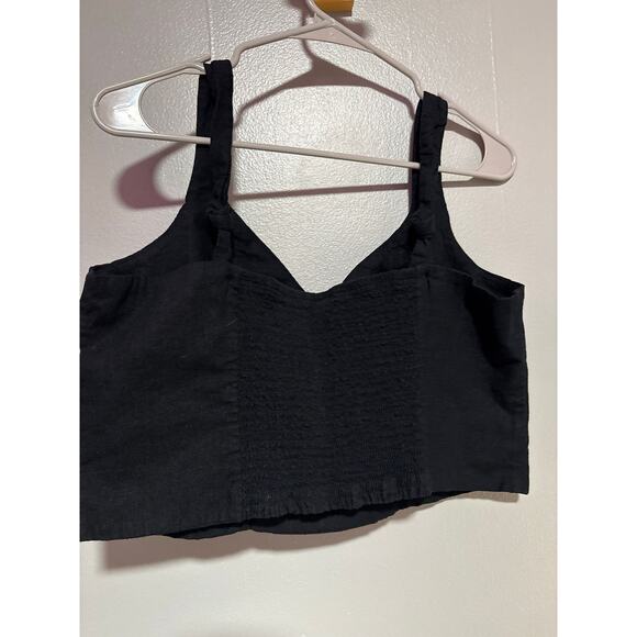 A New Day Black Cropped Tank Top Smocked Back Bralette Style XL - Picture 2 of 3